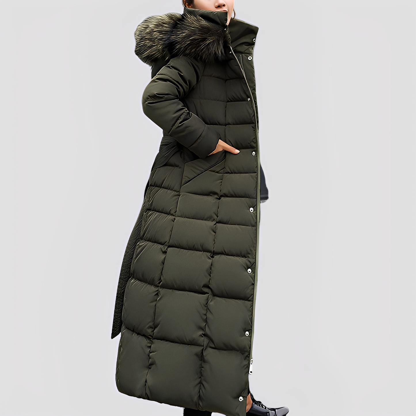 Mollie - Elegantní, polstrovaný dlouhý dámský kabát