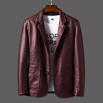 Duncan - Leather jacket for men with modern button design