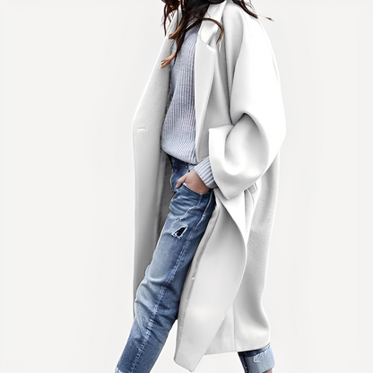 Camellia - Women's Wool Coat, Long and Comfortable