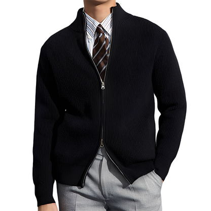 Mark - Klassische, warme Herrenstrickjacke mit Rippmuster