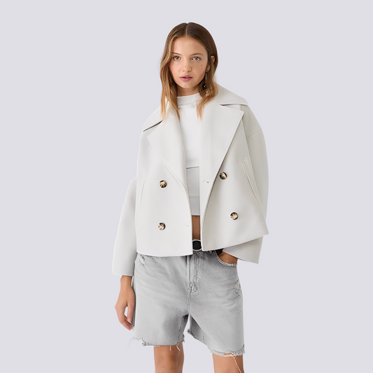 Bethney - Elegancka krótka wełniana kurtka z klapami dla kobiet