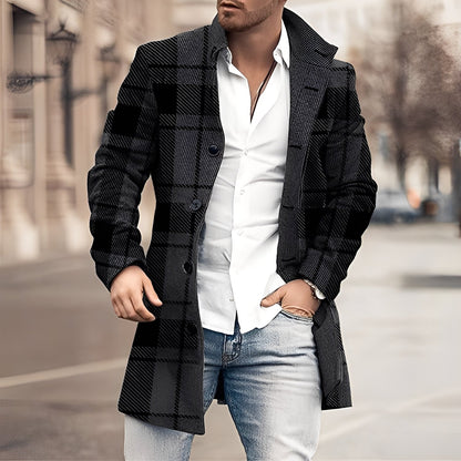 Luke - Stylish long tweed coat for men