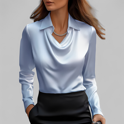 Emmalyn - Drapierte Damen-Seidenbluse
