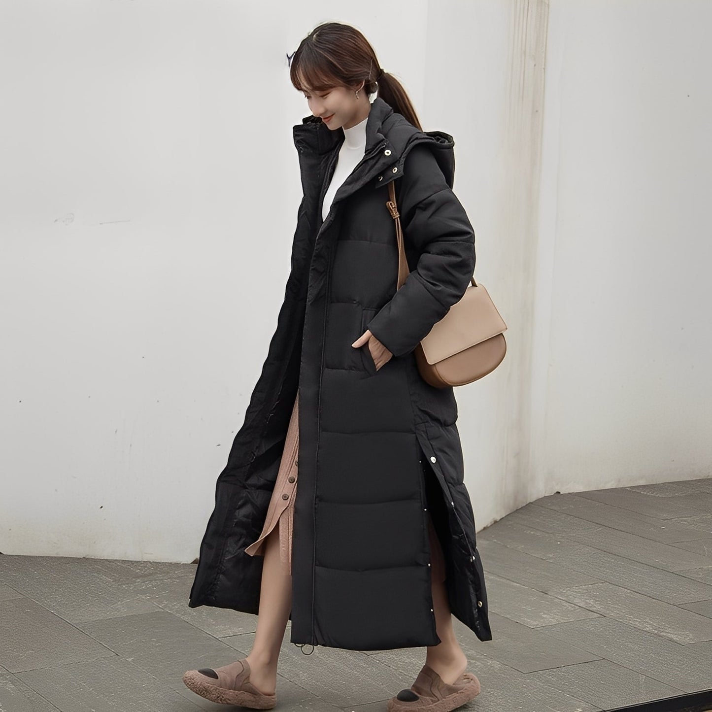 Maylis - Langer, warmer, gesteppt Damenwintermantel