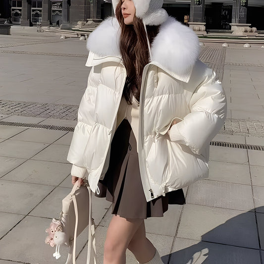 Victoria - elegante Windjacke mit Daunenfüllung und Pelzkragen für Damen