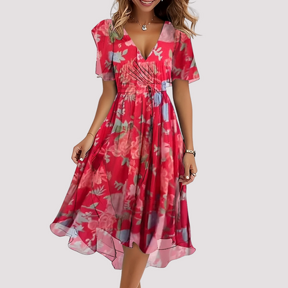 Rebecca - Elegantes Midi-Kleid mit Blumenmuster für Damen