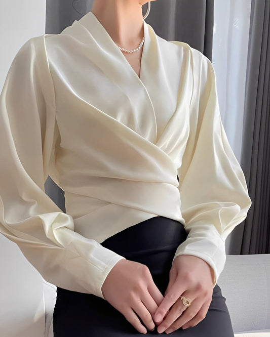Annora - Schicke Damenbluse aus Satin mit langen Ärmeln