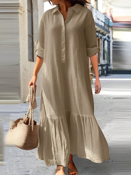 Aubriana - Lockeres, ungleichmäßiges Sommerkleid für Frauen