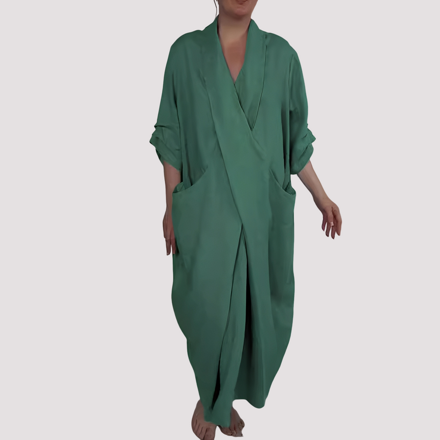 Alicia - Langes, lässiges Damenkleid mit Tasche