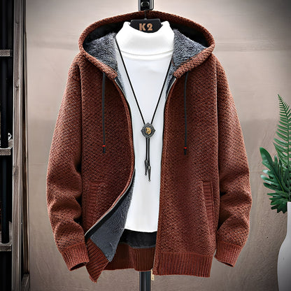 Roni - Sudadera de punto para hombre con forro interior de forro polar en estilo moderno