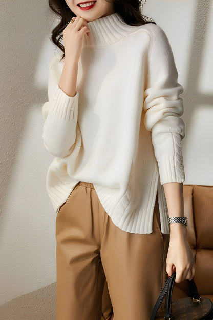 Karolyn - Prosty, obcisły damski sweter z dzianiny