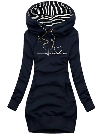 Roxanne - Robe en maille ample pour femme avec motif et capuche