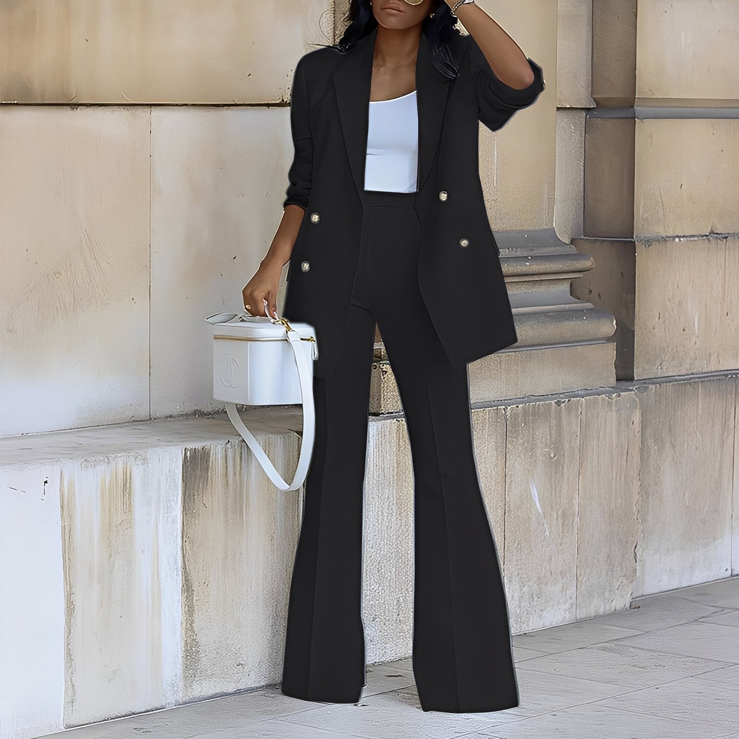 Mélanie - stylový a elegantní dlouhý dámský komplet s blejzrem