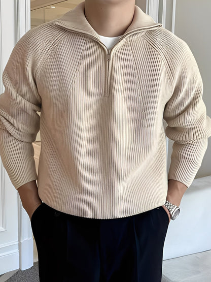 Lucas - Stylový pánský pletený svetr s polovičním zipem