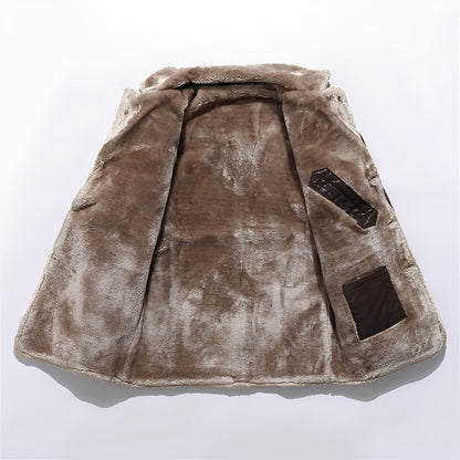 Wilton - Wygodny ciepły męski płaszcz z pluszu