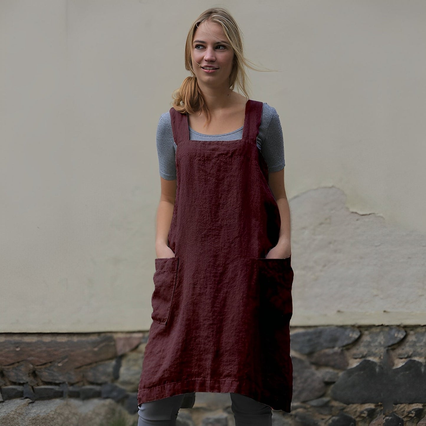 Mozelle - Damen-Schürzenkleid im legeren Stil mit Taschen