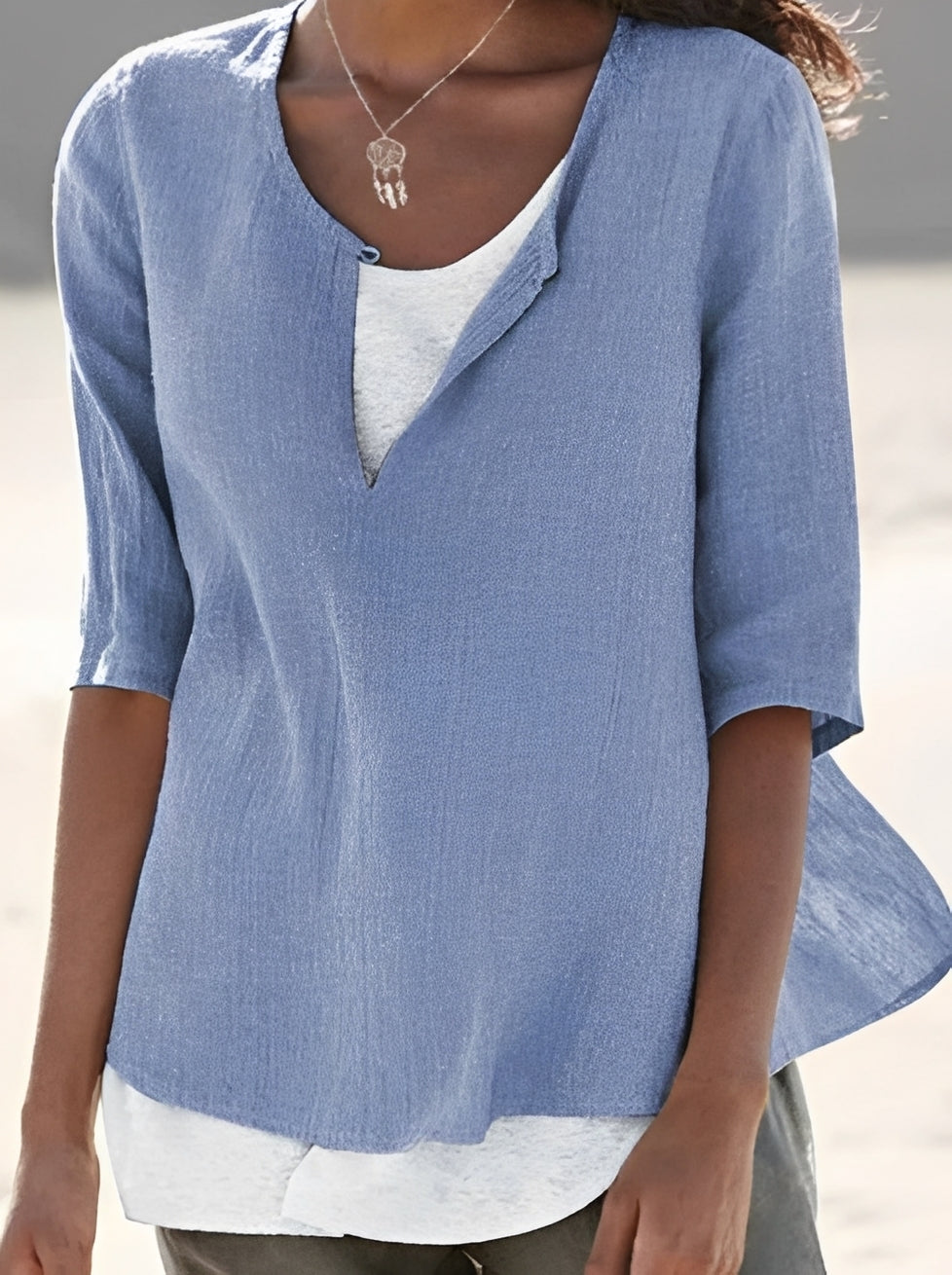 Charlie - Lässiges, weit geschnittenes Damenhemd mit 3/4-Ärmeln