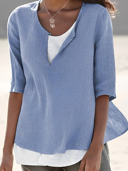 Charlie - Lässiges, weit geschnittenes Damenhemd mit 3/4-Ärmeln