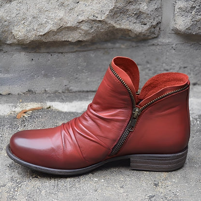 Veronica - Retro-Lederstiefel für Damen mit Reißverschluss