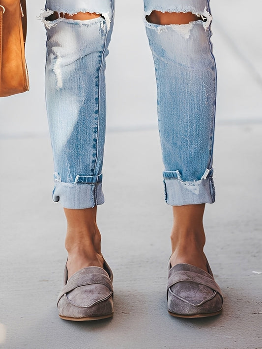 Christal - Mocassins en daim à pointe élégante pour femmes