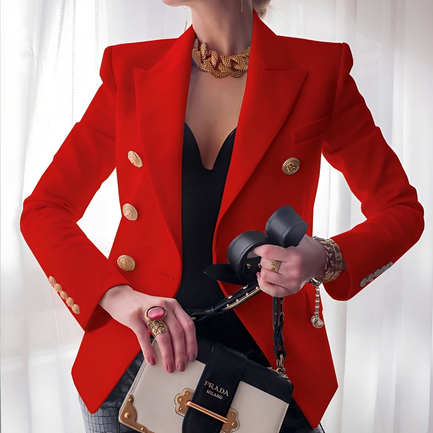 Raschelle - Blazer classique pour femme avec boutons