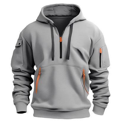 Norton - Elegant men's hoodie with half zipper