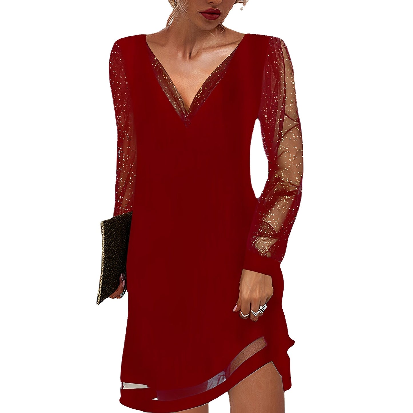 Annalee - Elegantes Kleid mit durchsichtigen Ärmeln für Damen