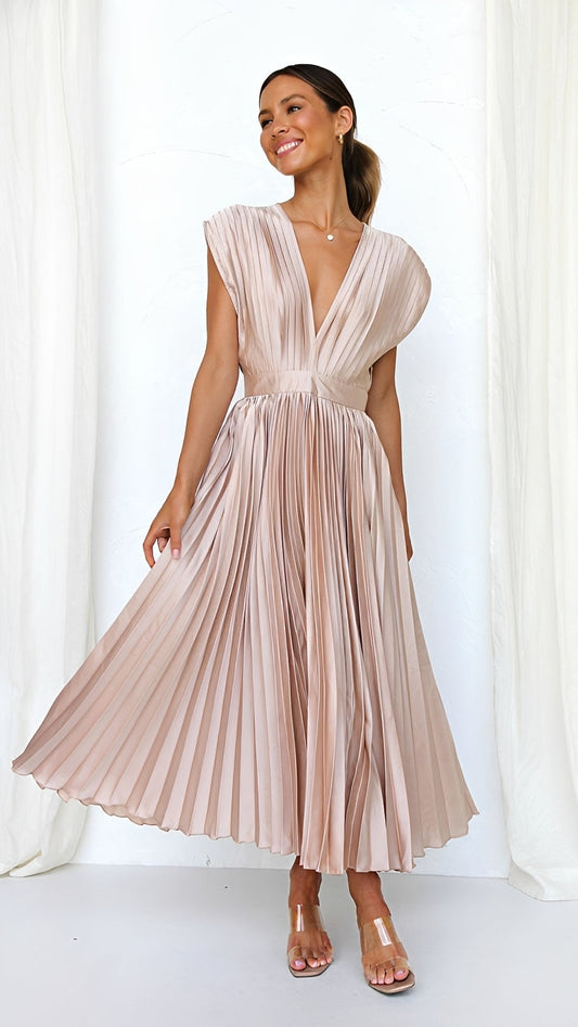 Alexia - Stilvolles Damen-Midikleid mit V-Ausschnitt