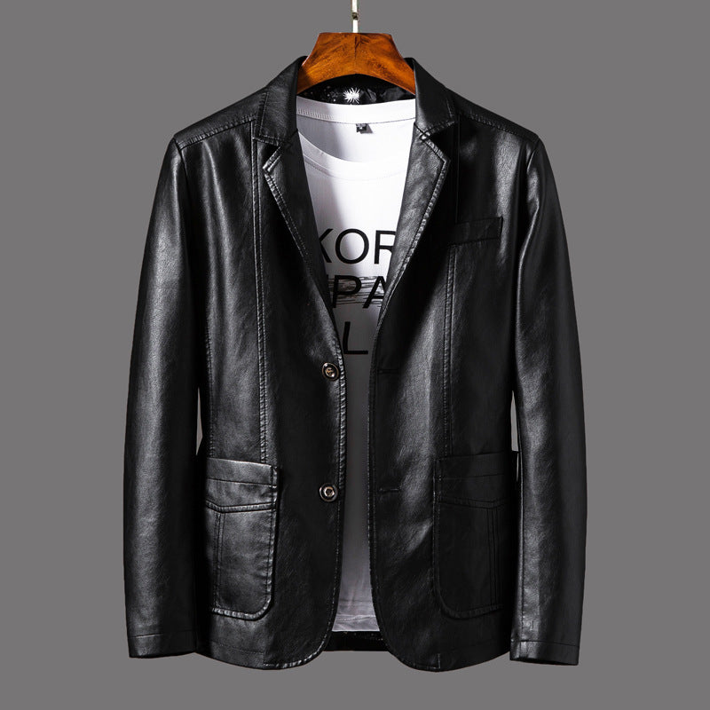 Duncan - Leather jacket for men with modern button design