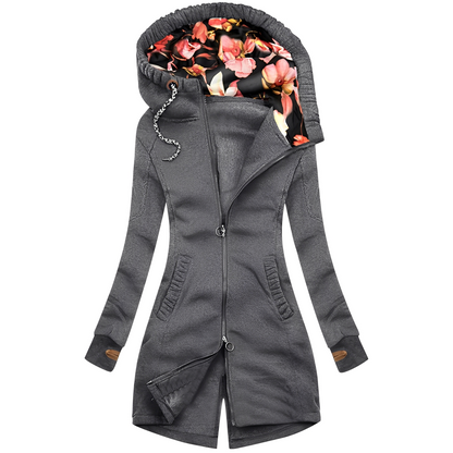Marie - Stilvolle Kapuzenjacke mit Blumenmotiv für Damen