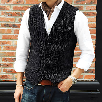 Matthew - Elegant tweed vest with pockets for men