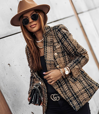 Cheri - Modern, slim-fit women's blazer with check pattern