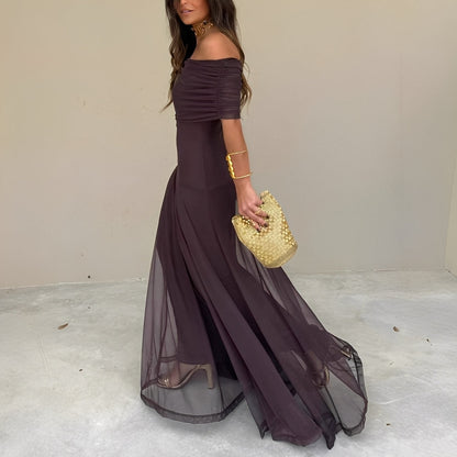 Eunice - damska sukienka maxi z szlachetnej siateczki