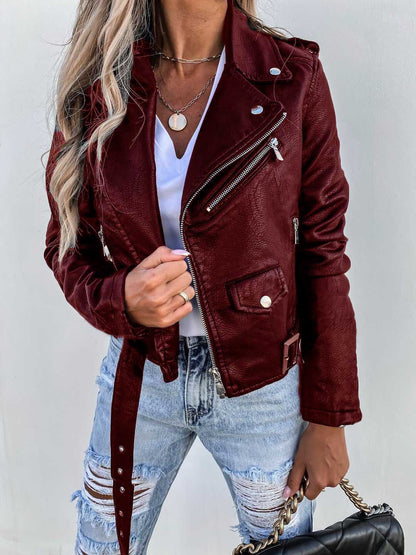 Alivia - Modische Damenjacke aus Kunstleder mit Zipper