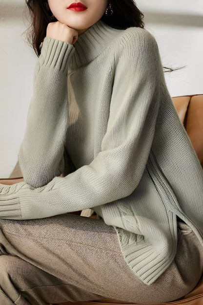 Karolyn - Prosty, obcisły damski sweter z dzianiny