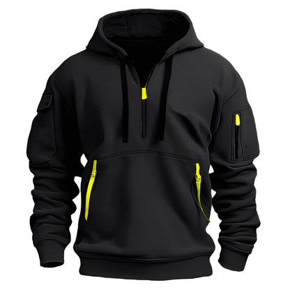 Norton - Elegant men's hoodie with half zipper