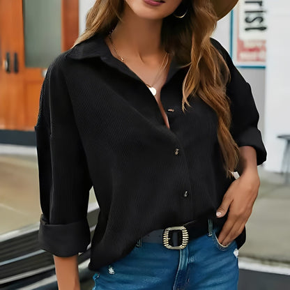 Everly - Luźna, wygodna sztruksowa bluzka dla kobiet