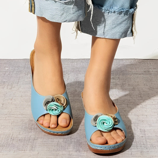 Elora - Damen-Keilabsatzsandalen mit Blumendesign