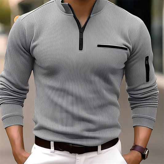 Donovan - Trendiger Herrenpullover mit Streifen und Taschen