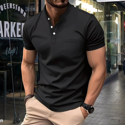 Darwin - Polo homme confortable et léger avec col montant demi-haut