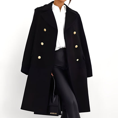 Viona - Stylish women's coat with double row of buttons