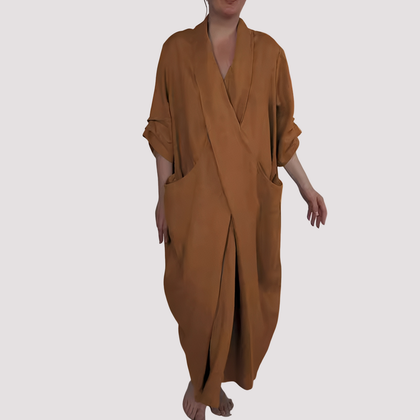 Alicia - Langes, lässiges Damenkleid mit Tasche