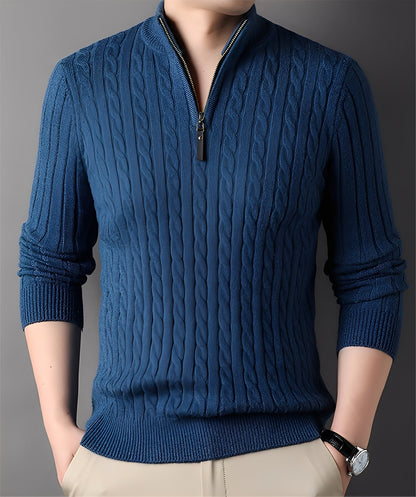 Damian - Moderní pánský pletený svetr se zipem