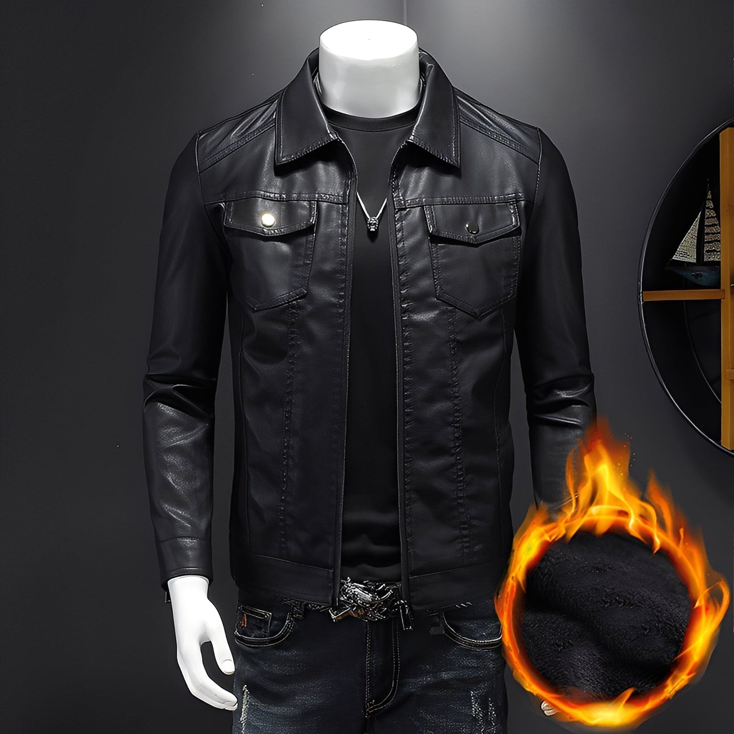 Brycen - Klasyczna elegancka męska skórzana kurtka