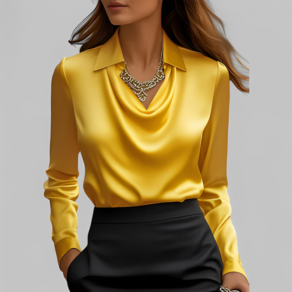 Emmalyn - Drapierte Damen-Seidenbluse