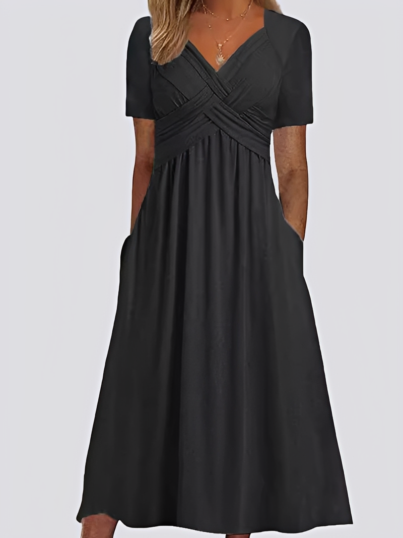 Salma - Lockeres Midikleid für Damen mit femininer Note und kurzen Ärmeln