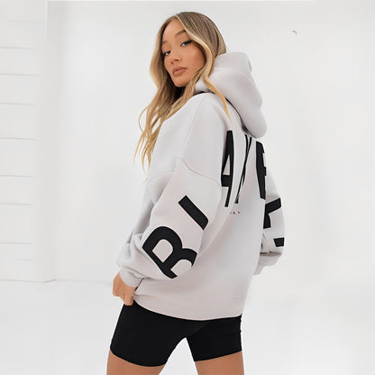 Angeline - Sudadera con capucha para mujer, gruesa y moderna, con estampado