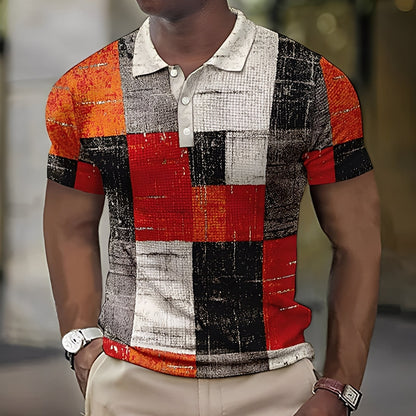 Reginald - Elegancka kolorowa koszulka męska z kołnierzykiem