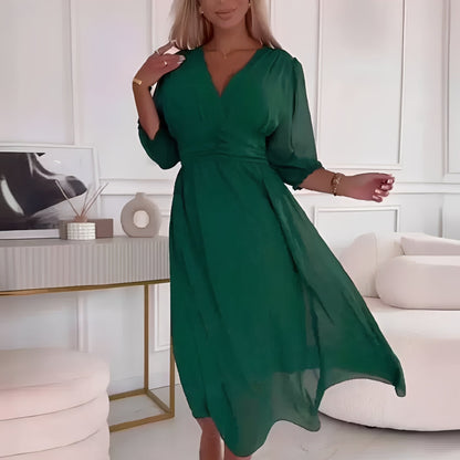 Amelia - Damen-Wickelkleid mit langen Ärmeln, locker sitzend