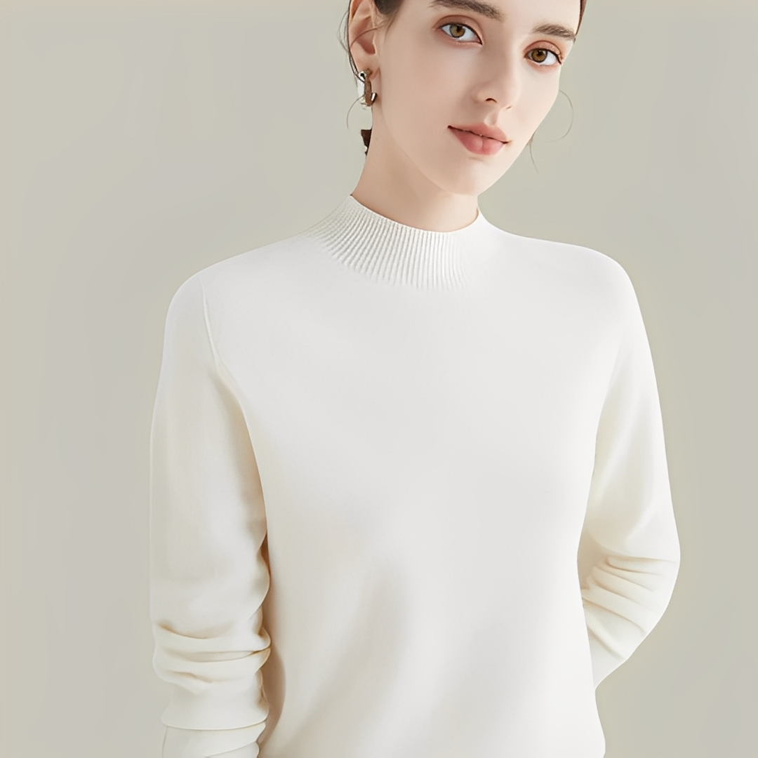 Martine - Slim Fit Wollpullover mit hohem Kragen für Damen